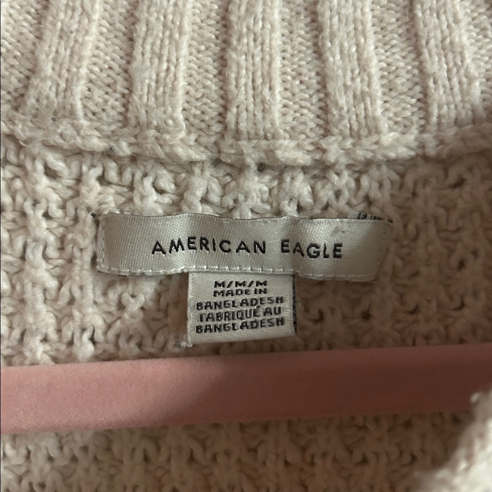 American Eagle waffle knit crew neck oversized cream sweater - Medium - Picture 2 of 2